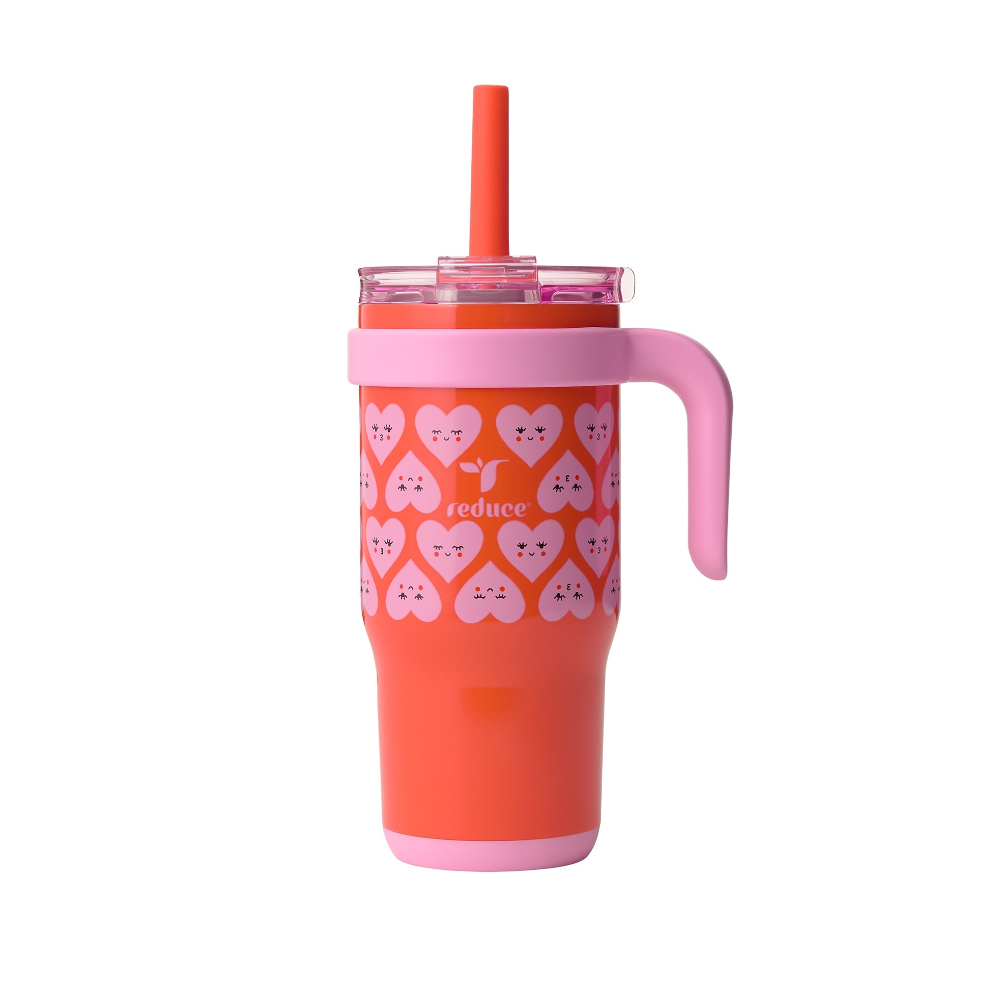 Reduce Coldee Kids Insulated Tumbler with Straw, 18oz Stainless Steel Spill-Proof Cup with Handle, Smiles - Insulated Tumbler