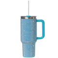 STP GOODS Stainless Steel Rhinestone Insulated Tumbler with Handle Lid and Straw 40 fl oz (1200 ml) Double-Wall Travel Mug, Light Green - Insulated Tumbler