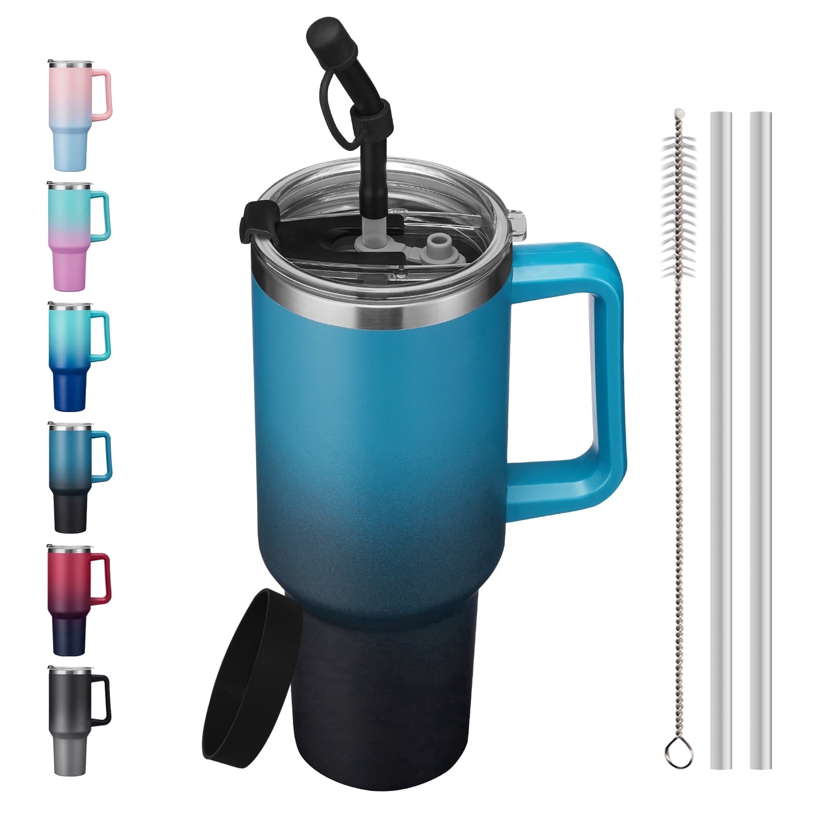SUNSOC 40oz Insulated Tumbler with Handle and Straw – Stainless Steel Travel Mug, BPA-Free, Leakproof, Keeps Drinks Cold & Hot - Insulated Tumbler