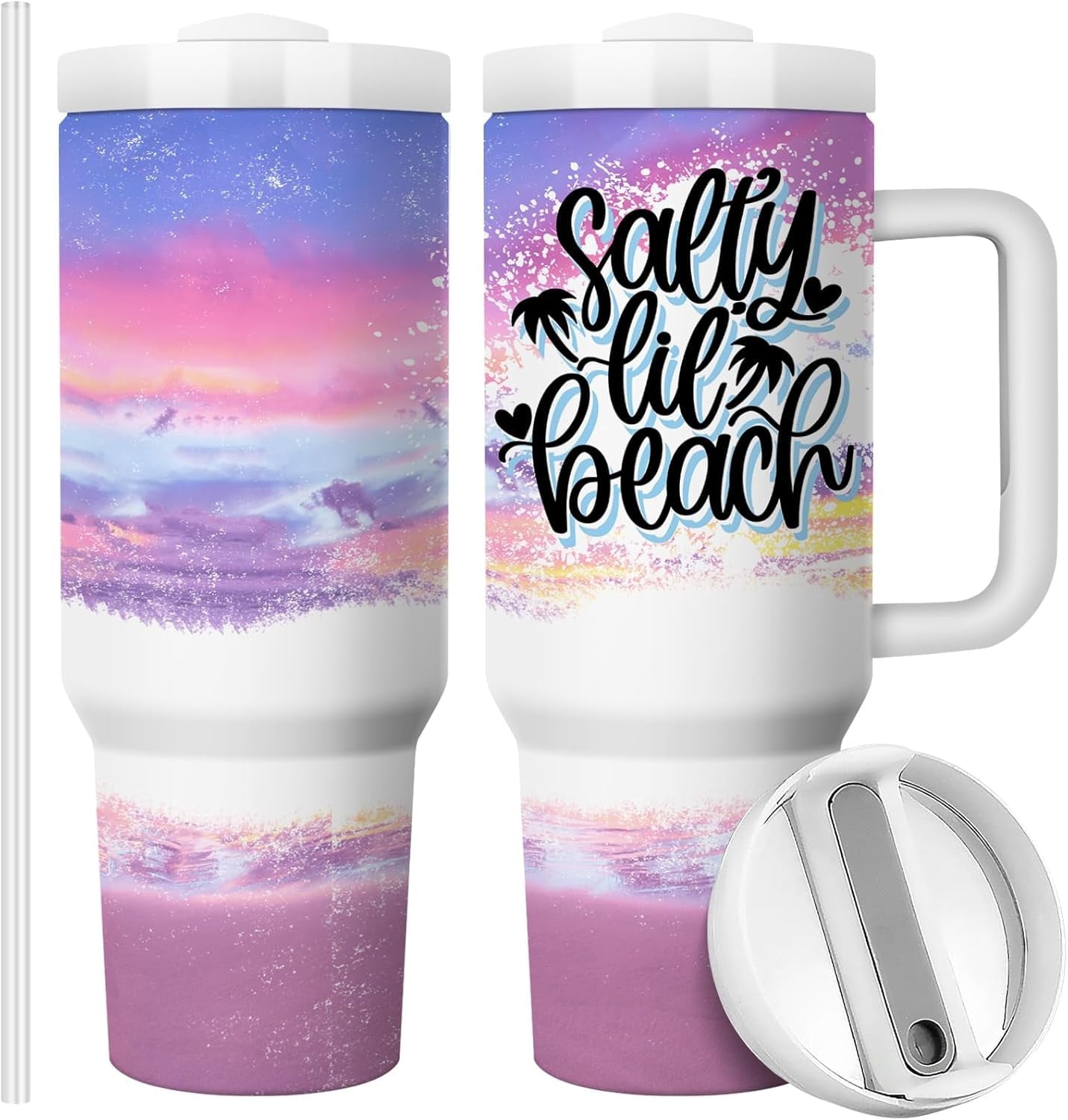 Succulents 40oz Stainless Steel Travel Mug Tumbler with Handle, Double Wall Vacuun Insulated Cup with Lid and Straw - Insulated Tumbler
