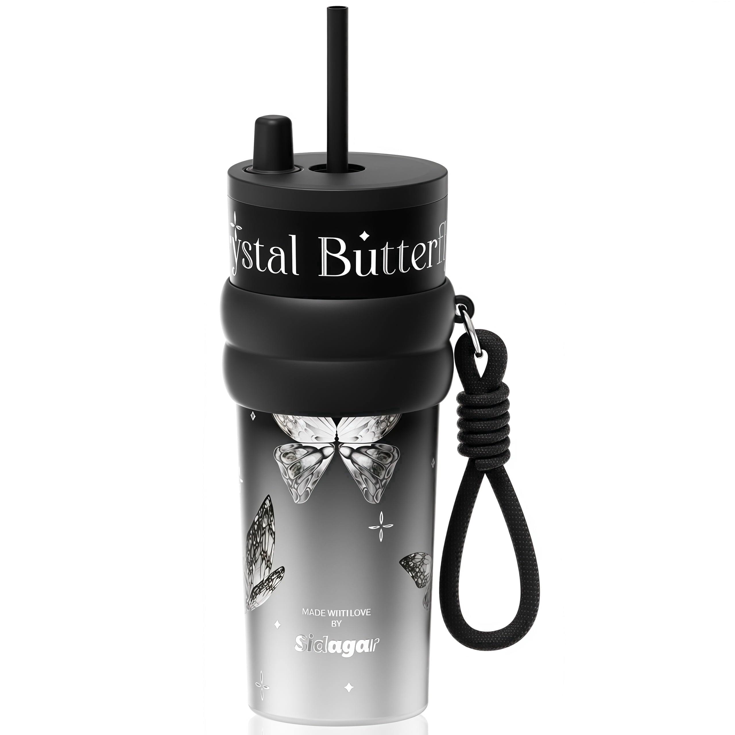 Sidagar 24 oz Stainless Steel Vacuum Insulated Coffee Travel Tumbler with Straw Lid, Red Cherry - Tumbler