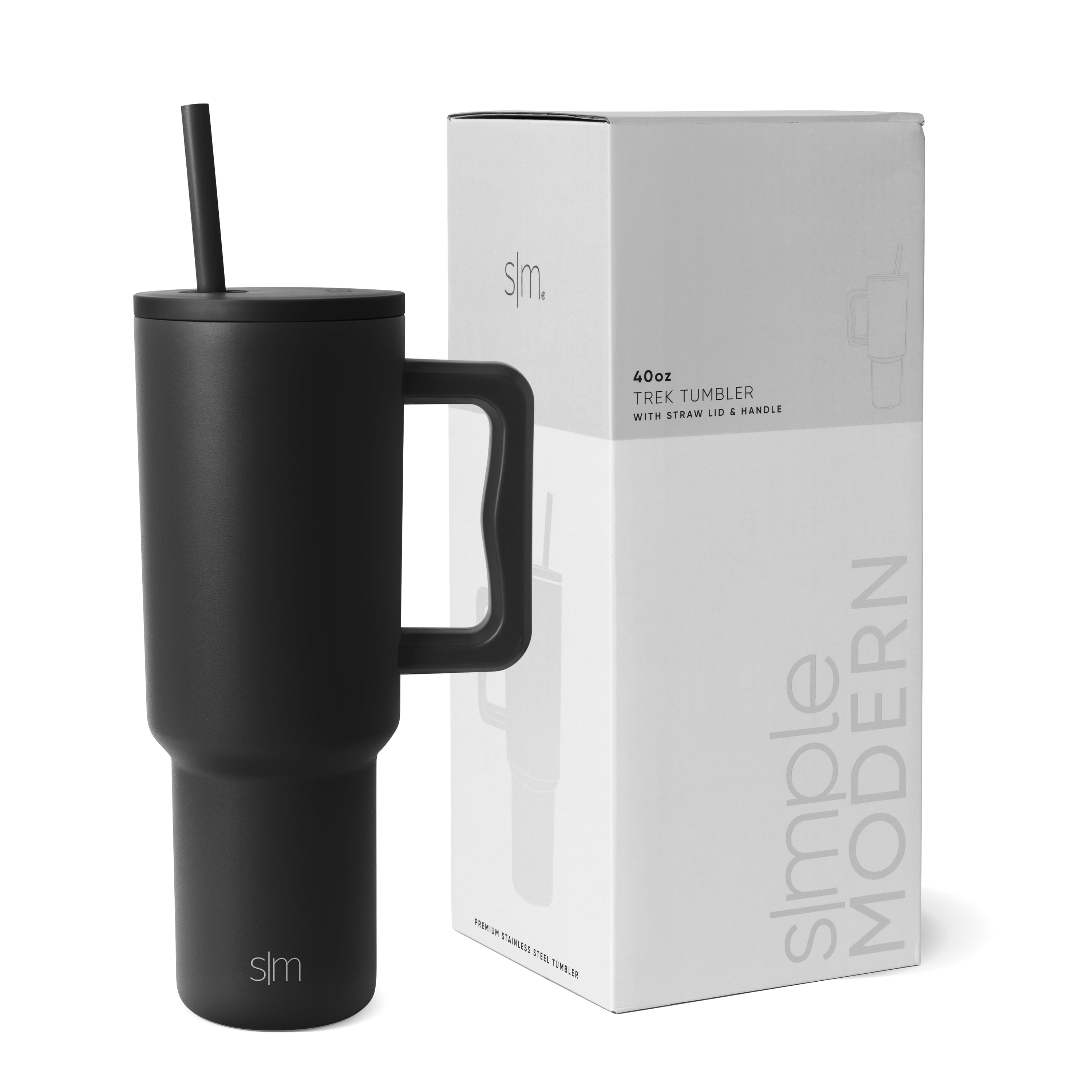 Simple Modern 40 fl oz Insulated Stainless Steel Trek Tumbler with Straw Lid | Graphite - Insulated Tumbler