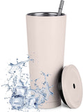 Stainless Steel Tumbler with Straw and Lid, Double Wall Vacuum Insulated Tumbler cup