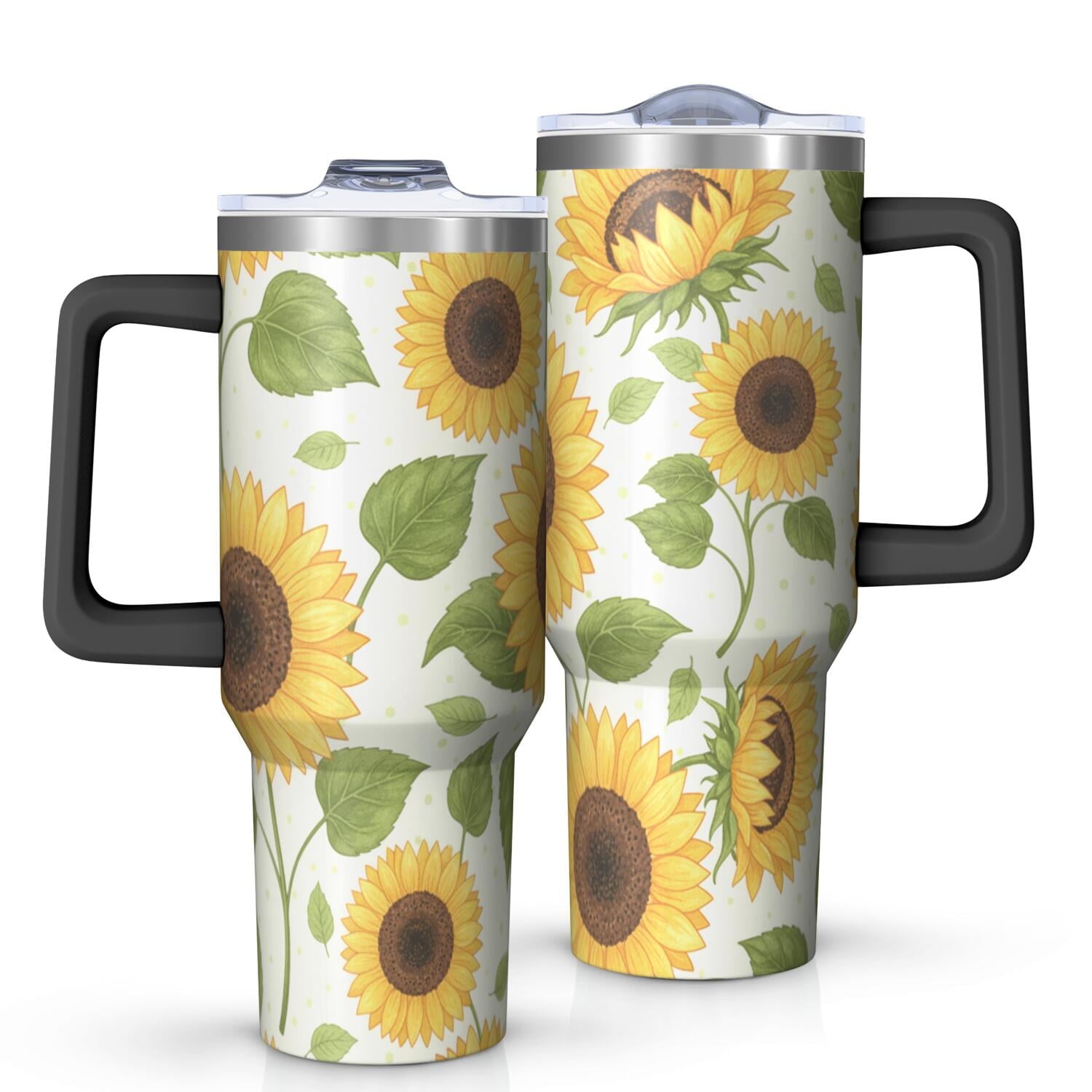 Leopard Print 40oz Tumbler with Handle and Straw, Large Capacity Travel Cup for Hot & Cold Drinks, Double Walled Vacuum Insulated Cup,Birthday Gifts for Women Girls - Insulated Tumbler