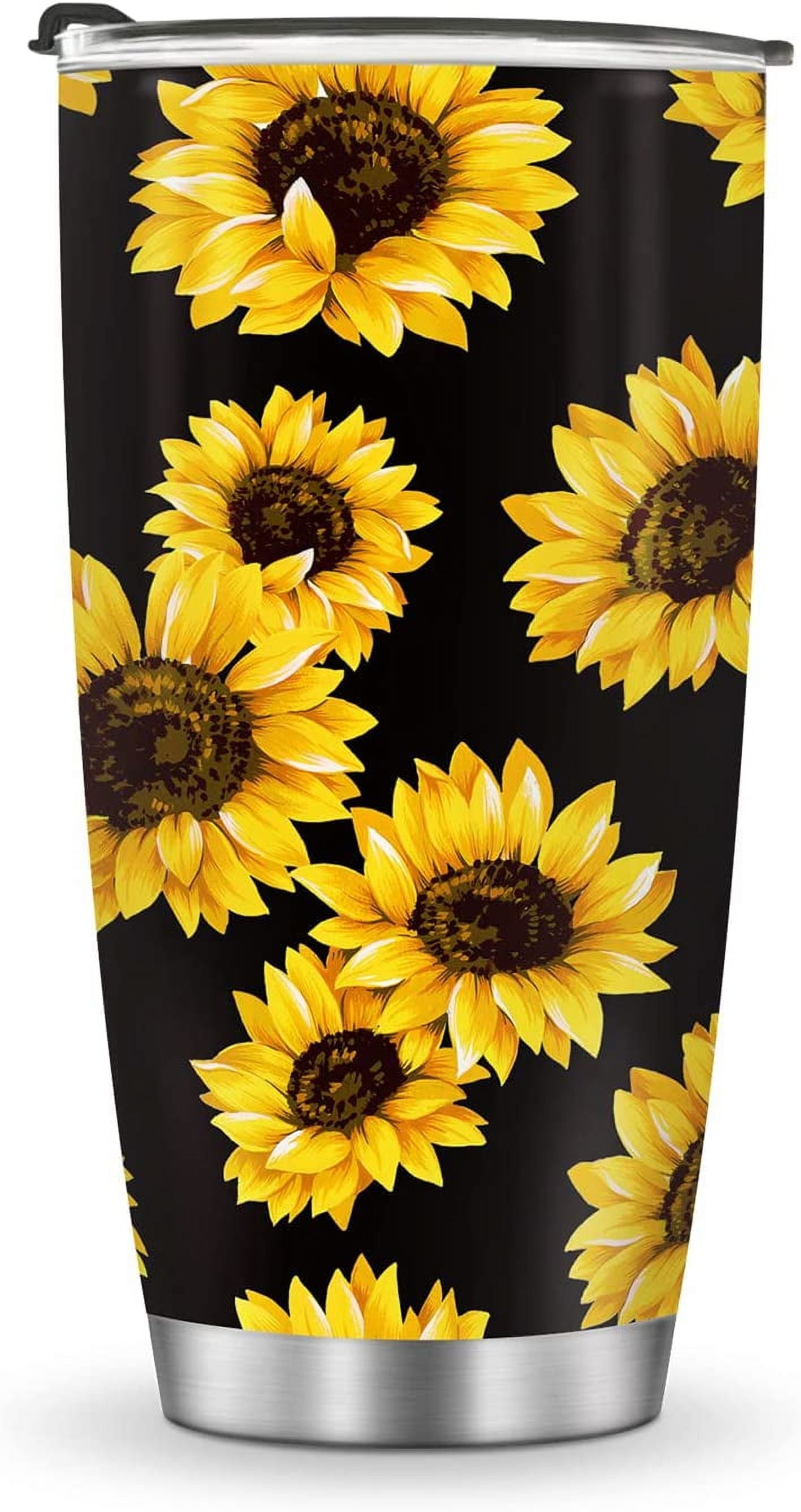 Sunflower Tumbler Gifts for Women Birthday Gift for Mom, Friend, Girls, 20oz thermos Travel Cup insulated Coffee for Christmas Mother''s Day, Valentine