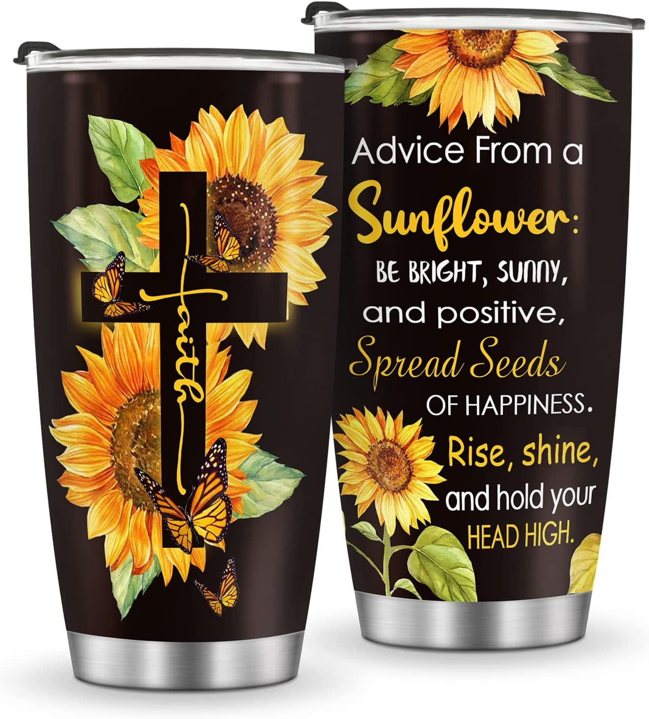 Sunflower Tumbler Gifts for Women Birthday Gift for Mom, Friend, Girls, 20oz thermos Travel Cup insulated Coffee for Christmas Mother''s Day, Valentine - Insulated Tumbler