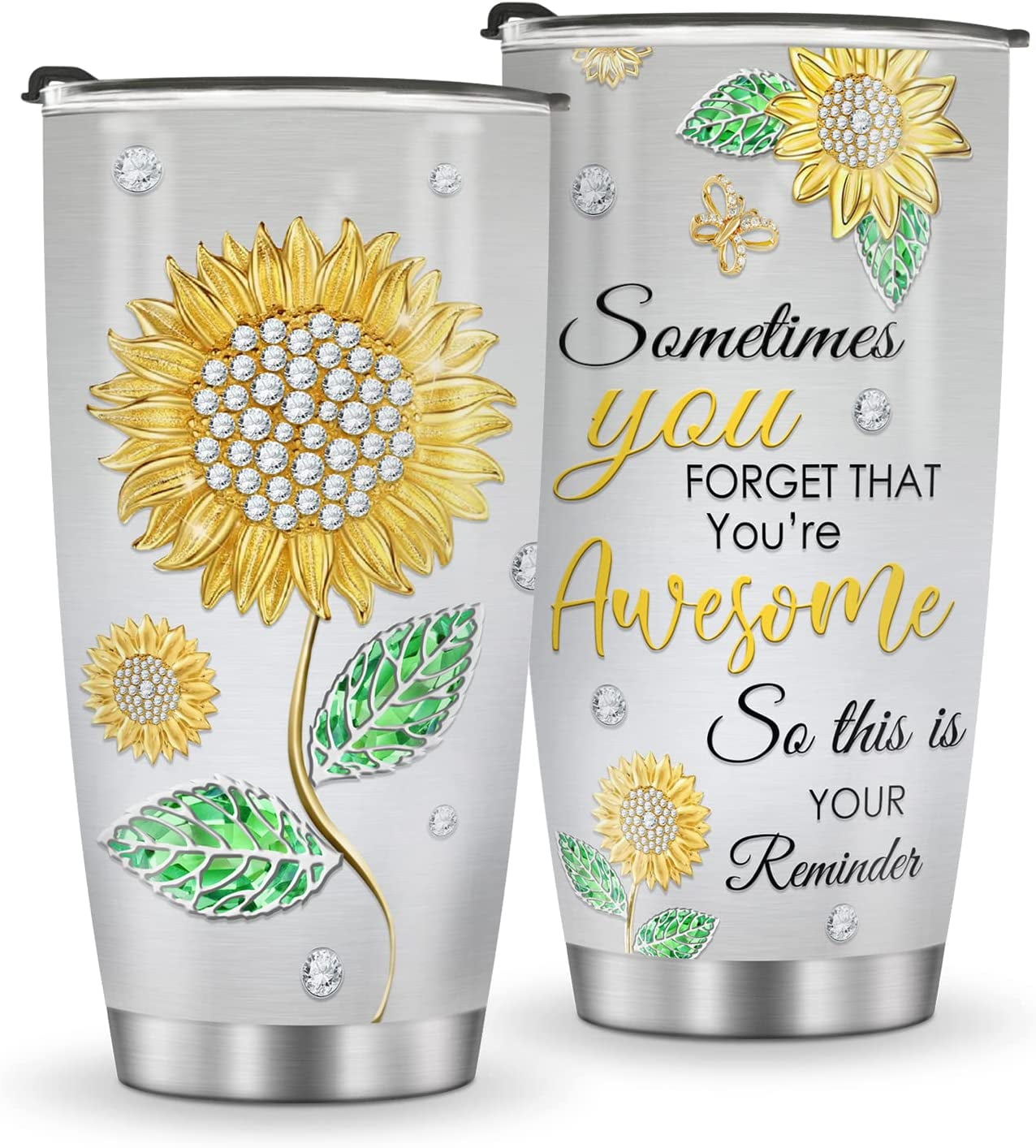 Sunflower Tumbler Gifts for Women Birthday Gift for Mom, Friend, Girls, 20oz thermos Travel Cup insulated Coffee for Christmas Mother''s Day, Valentine - Insulated Tumbler