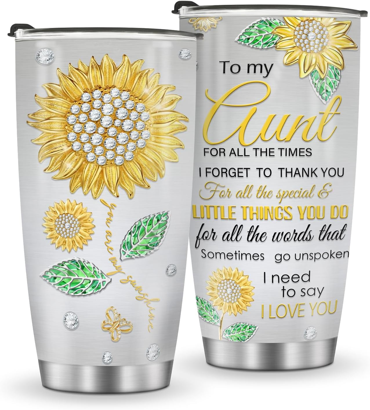 Sunflower Tumbler, Sunflower Gifts for Women, 20oz Stainless Steel Double Wall Vacuum Sunflowers Cup with Lid for Travel Coffee - Tumbler