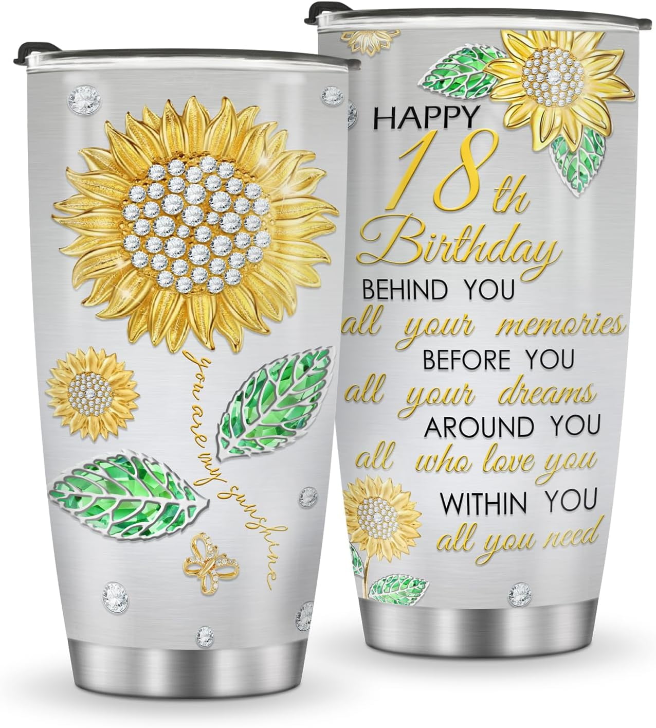 Sunflower Tumbler, Sunflower Gifts for Women, 20oz Stainless Steel Double Wall Vacuum Sunflowers Cup with Lid for Travel Coffee - Tumbler