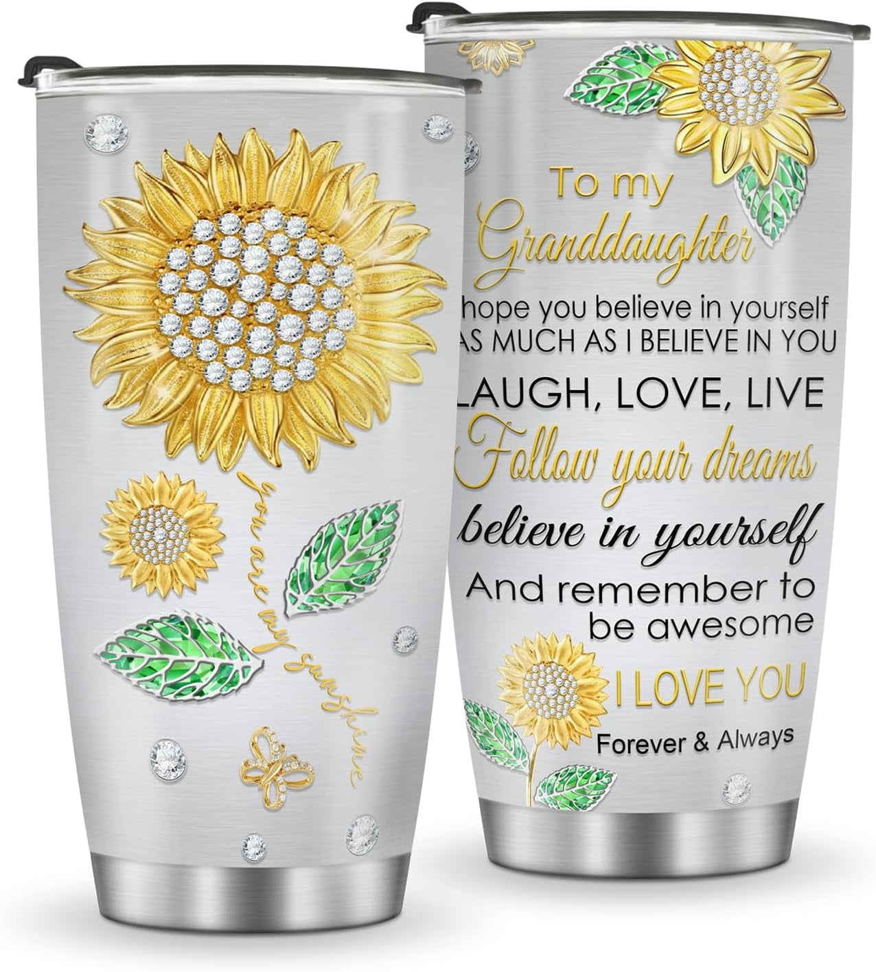 Sunflower Tumbler, Sunflower Gifts for Women, 20oz Stainless Steel Double Wall Vacuum Sunflowers Cup with Lid for Travel Coffee - Tumbler