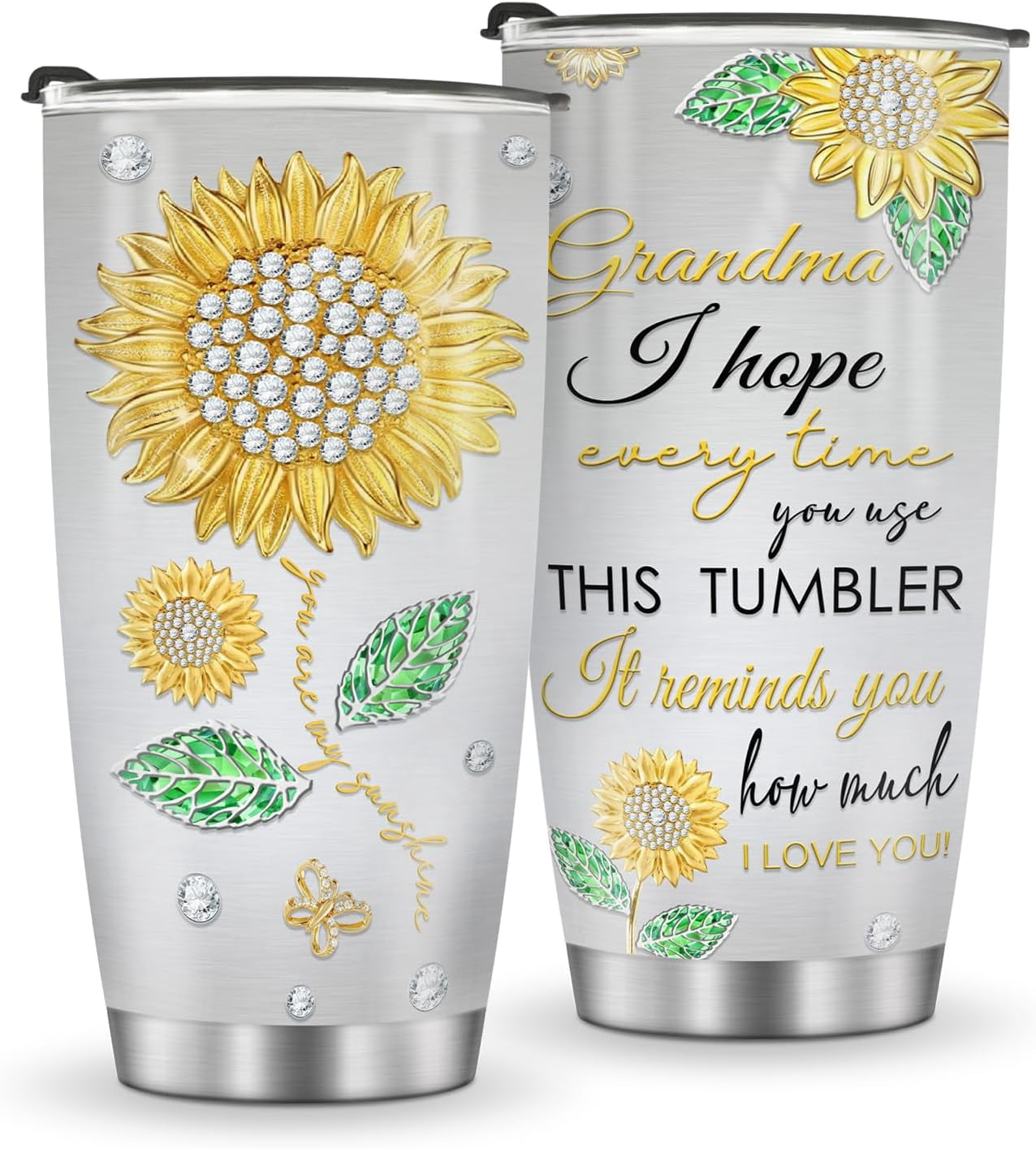Sunflower Tumbler, Sunflower Gifts for Women, 20oz Stainless Steel Double Wall Vacuum Sunflowers Cup with Lid for Travel Coffee - Tumbler