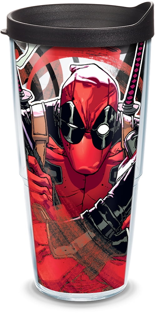 Tervis Marvel Deadpool Iconic Made in USA Double Walled  Insulated Tumbler Travel Cup Keeps Drinks Cold & Hot, 24oz, Classic
