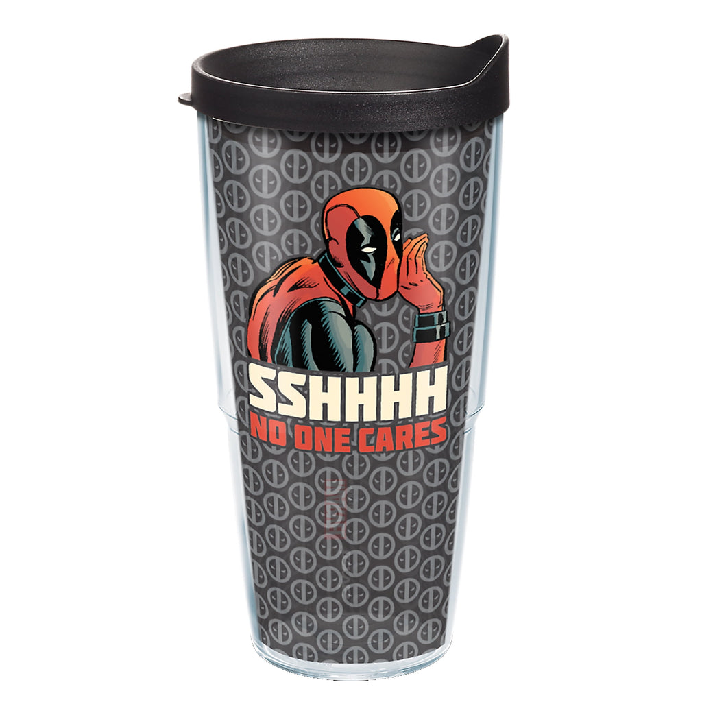 Tervis Marvel Deadpool Shhh No One Cares Made in USA Double Walled  Insulated Tumbler Travel Cup Keeps Drinks Cold & Hot, 24oz, Classic
