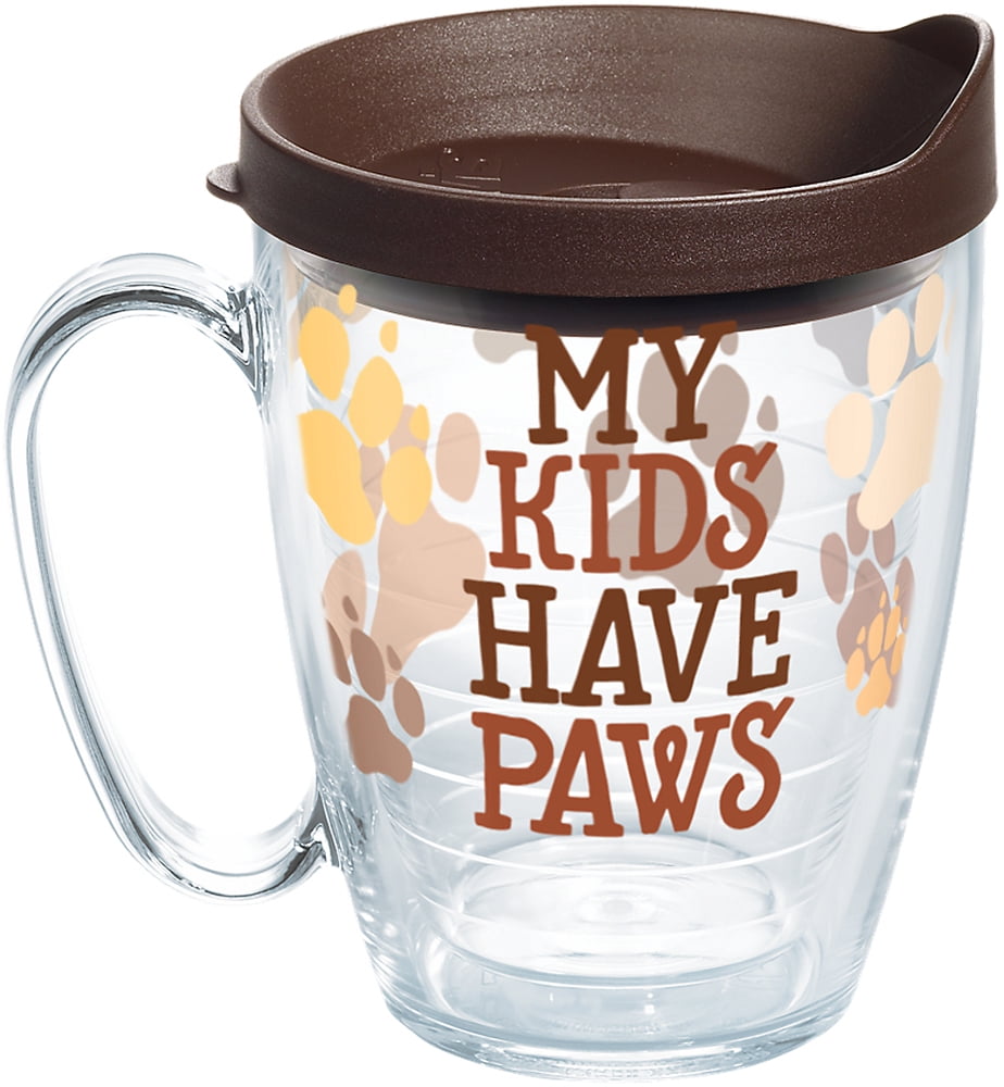 Tervis My Kids Have Paws Made in USA Double Walled  Insulated Tumbler Travel Cup Keeps Drinks Cold & Hot, 16oz Mug, Clear