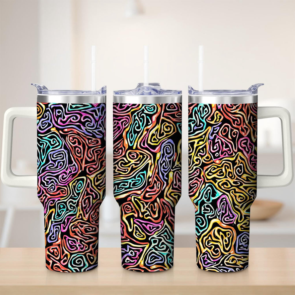 Vibrant Abstract Pattern Stainless Steel Tumbler, 40oz - Tumbler
