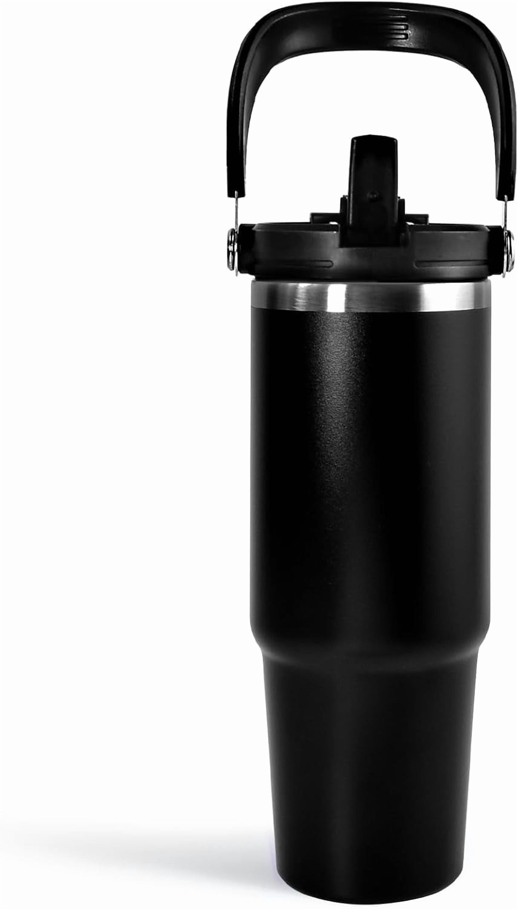WarmH 20 oz Tumbler with Handle,Insulated Tumbler with Lid and Flip Straw Leak Proof Double Wall Stainless Steel Vacuum Travel Coffee Mug Insulated Water Bottle Thermal Cup, Cupholder Friendly, Black - Tumbler