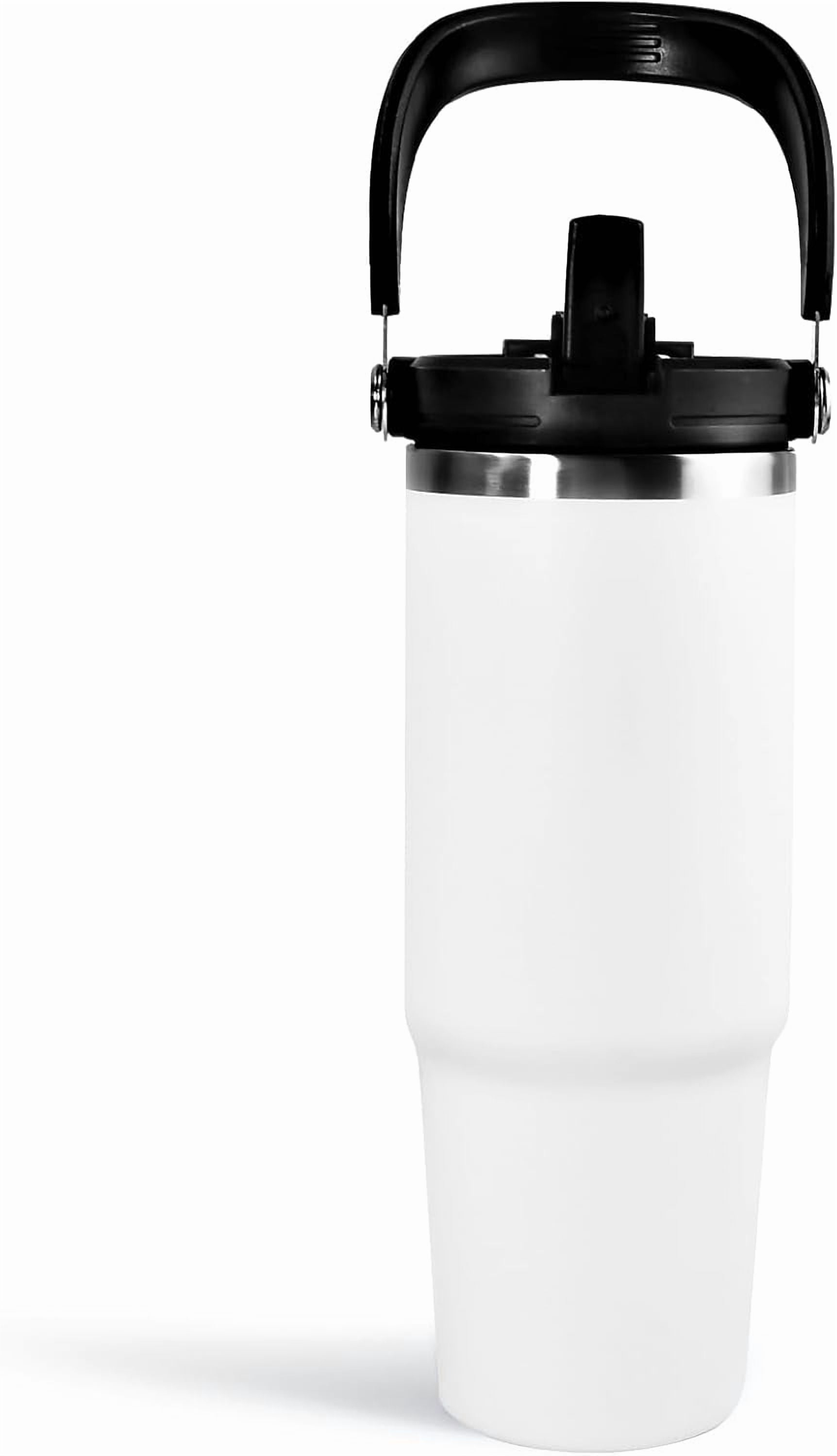 WarmH 20 oz Tumbler with Handle,Insulated Tumbler with Lid and Flip Straw Leak Proof Double Wall Stainless Steel Vacuum Travel Coffee Mug Insulated Water Bottle Thermal Cup, Cupholder Friendly, Black - Tumbler