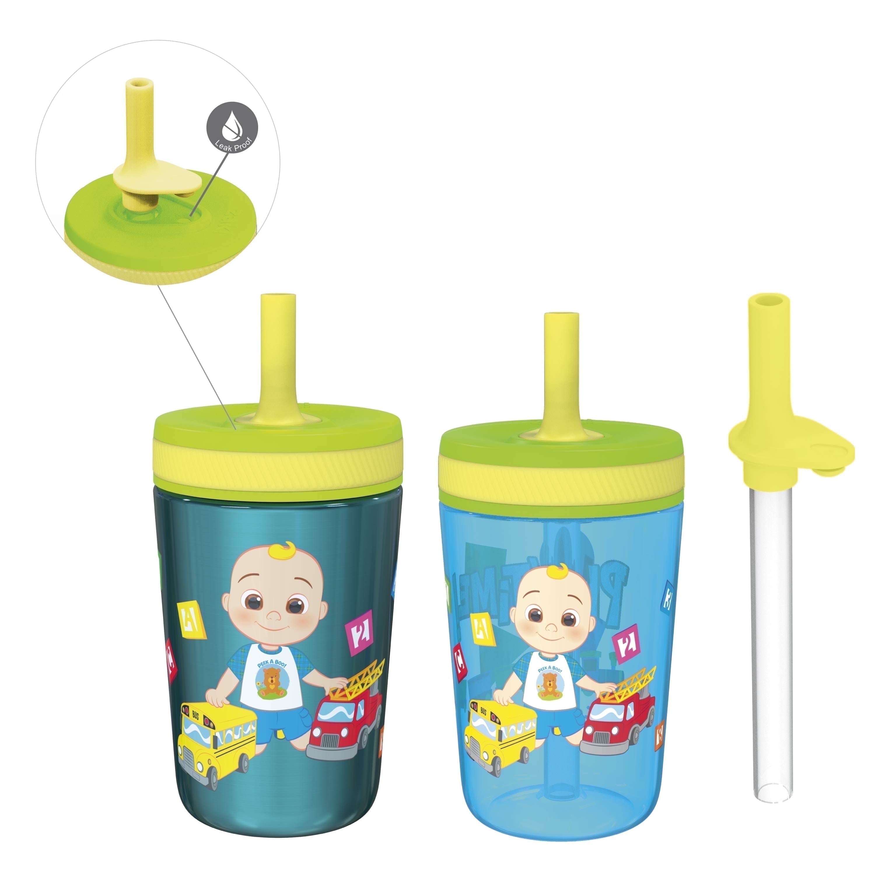 Zak Designs 12oz and 15oz 2-Pack Straw Tumbler Stainless Steel and Plastic with Additional Straw Leakproof and Perfect for Kids, Bluey - Tumbler