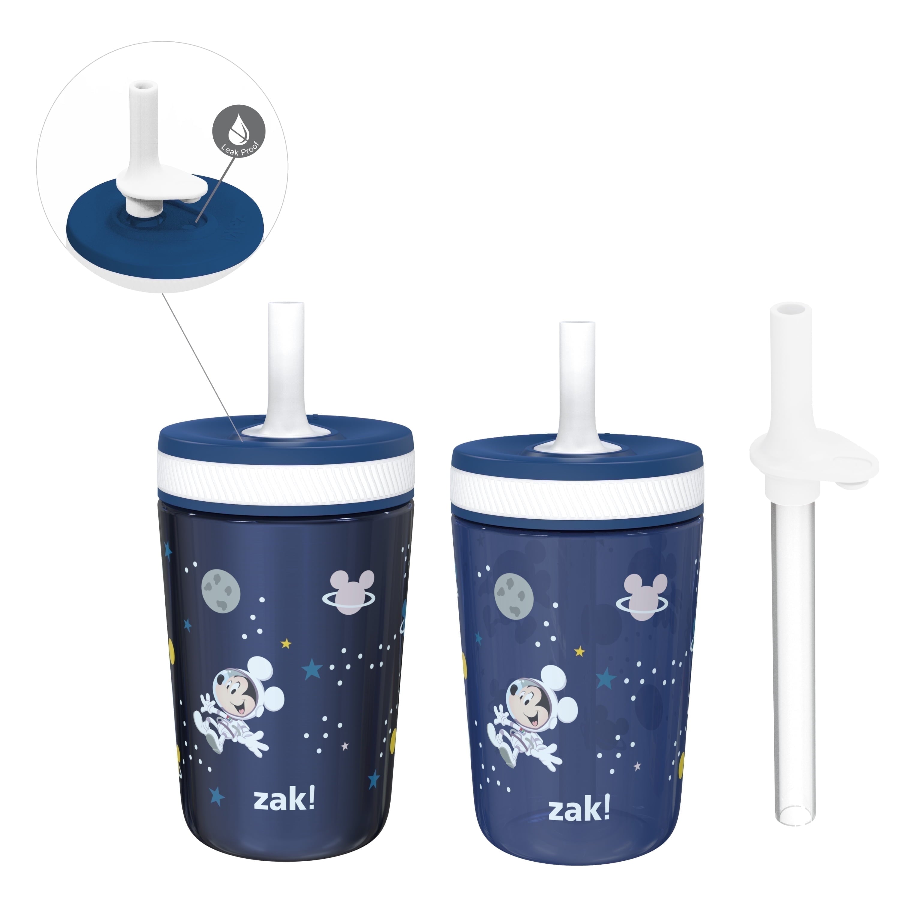 Zak Designs 12oz and 15oz 2-Pack Straw Tumbler Stainless Steel and Plastic with Additional Straw Leakproof and Perfect for Kids, Bluey - Tumbler