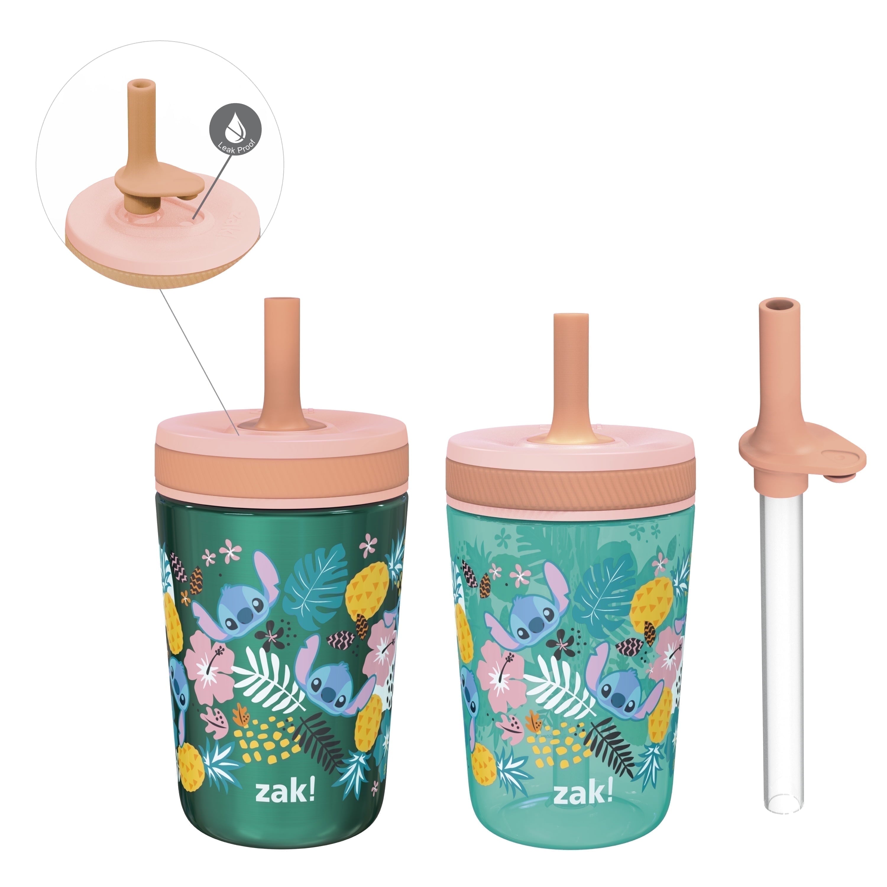 Zak Designs 12oz and 15oz 2-Pack Straw Tumbler Stainless Steel and Plastic with Additional Straw Leakproof and Perfect for Kids, Bluey - Tumbler