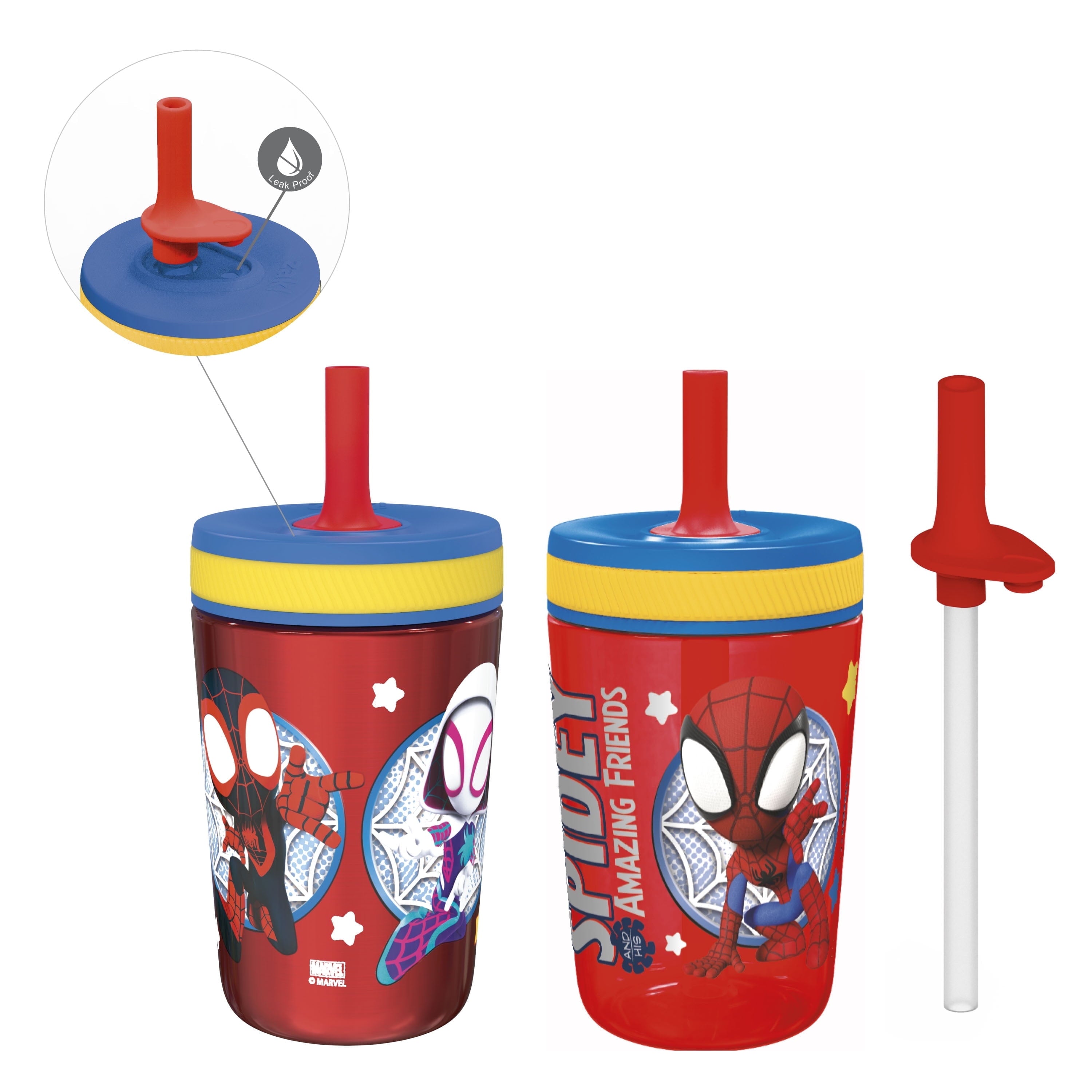 Zak Designs 12oz and 15oz 2-Pack Straw Tumbler Stainless Steel and Plastic with Additional Straw Leakproof and Perfect for Kids, Bluey - Tumbler