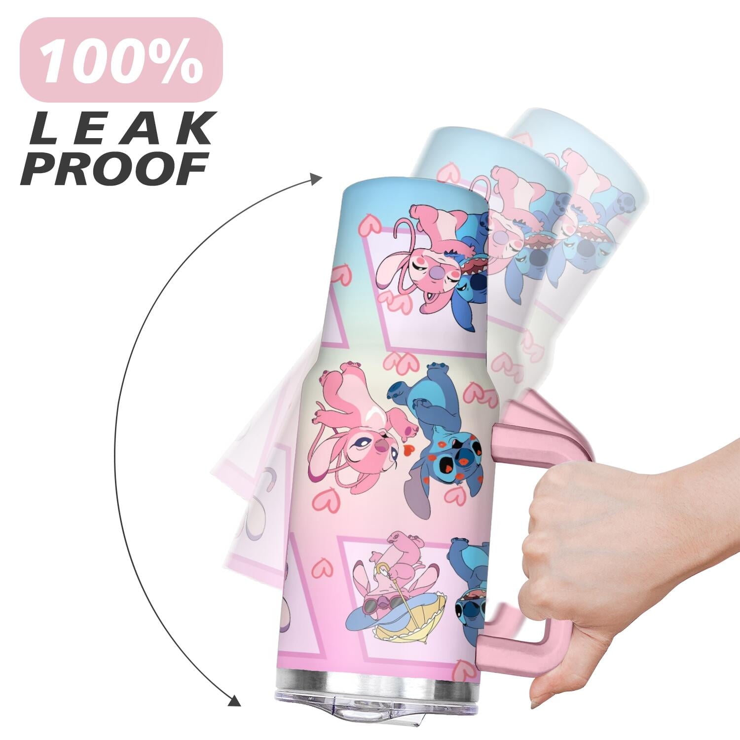 40oz Cartoon Movie Stainless Steel Tumbler with Lid and Straw,Spill Proof Cartoon Travel Cup for Cartoon Lovers Double Wall Vacuum Insulated Coffee Mug with Handle Pink