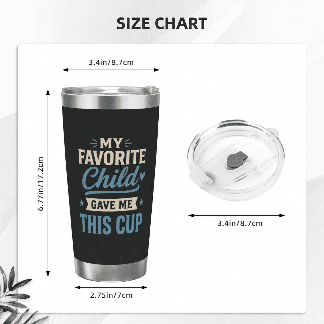 Funny Dad Nutrition Facts 20oz Travel Tumbler for Father's Day Gift My Favorite Child Gave Me This Cup