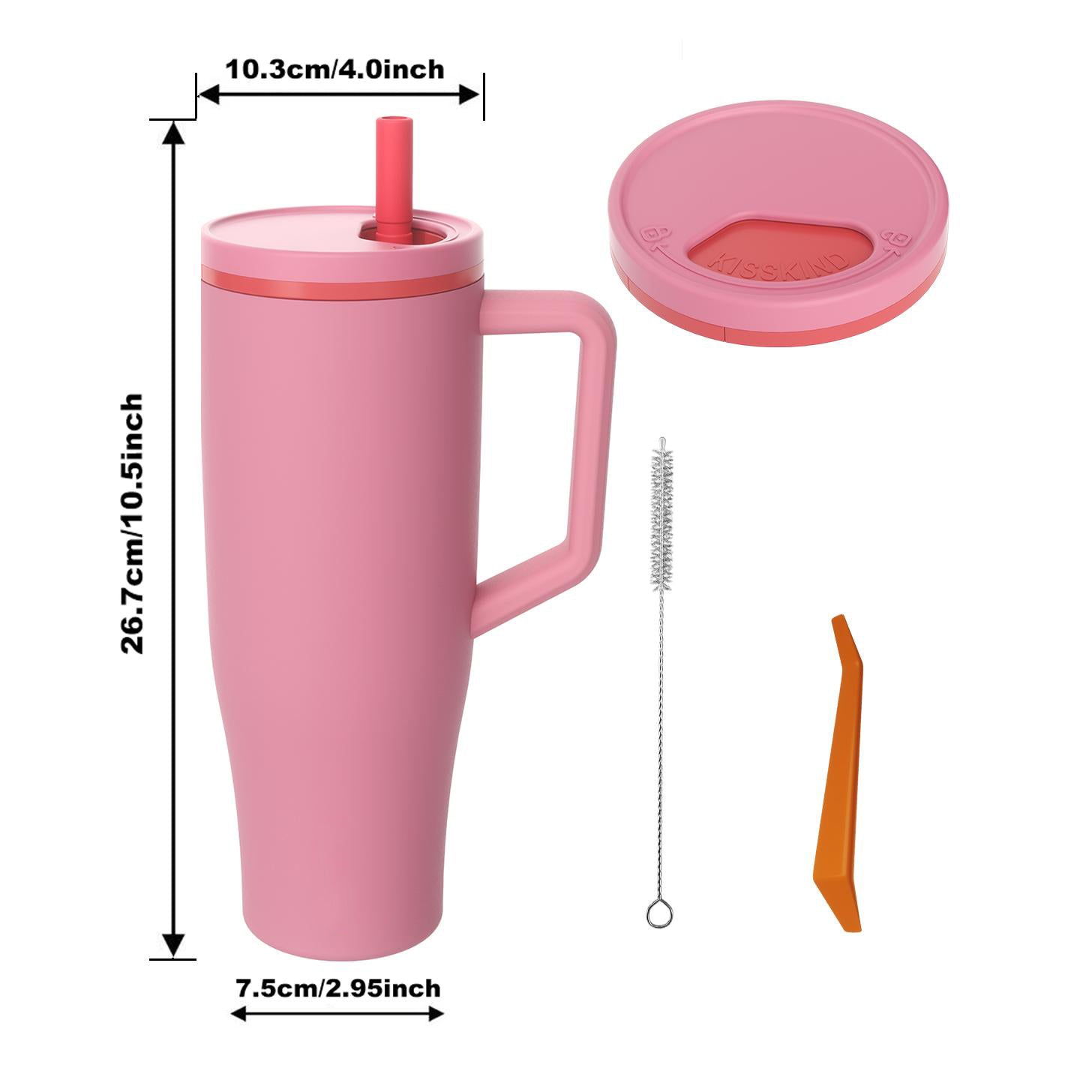 Kcpolre 40 oz Tumbler with Handle and Straw Lid, 100% Leakproof Stainless Steel Vacuum Insulated Cup Travel Coffee Mug Water Bottle, Car Cup Holder Friendly, Rubber Base, Gifts for Women Men (Tea)