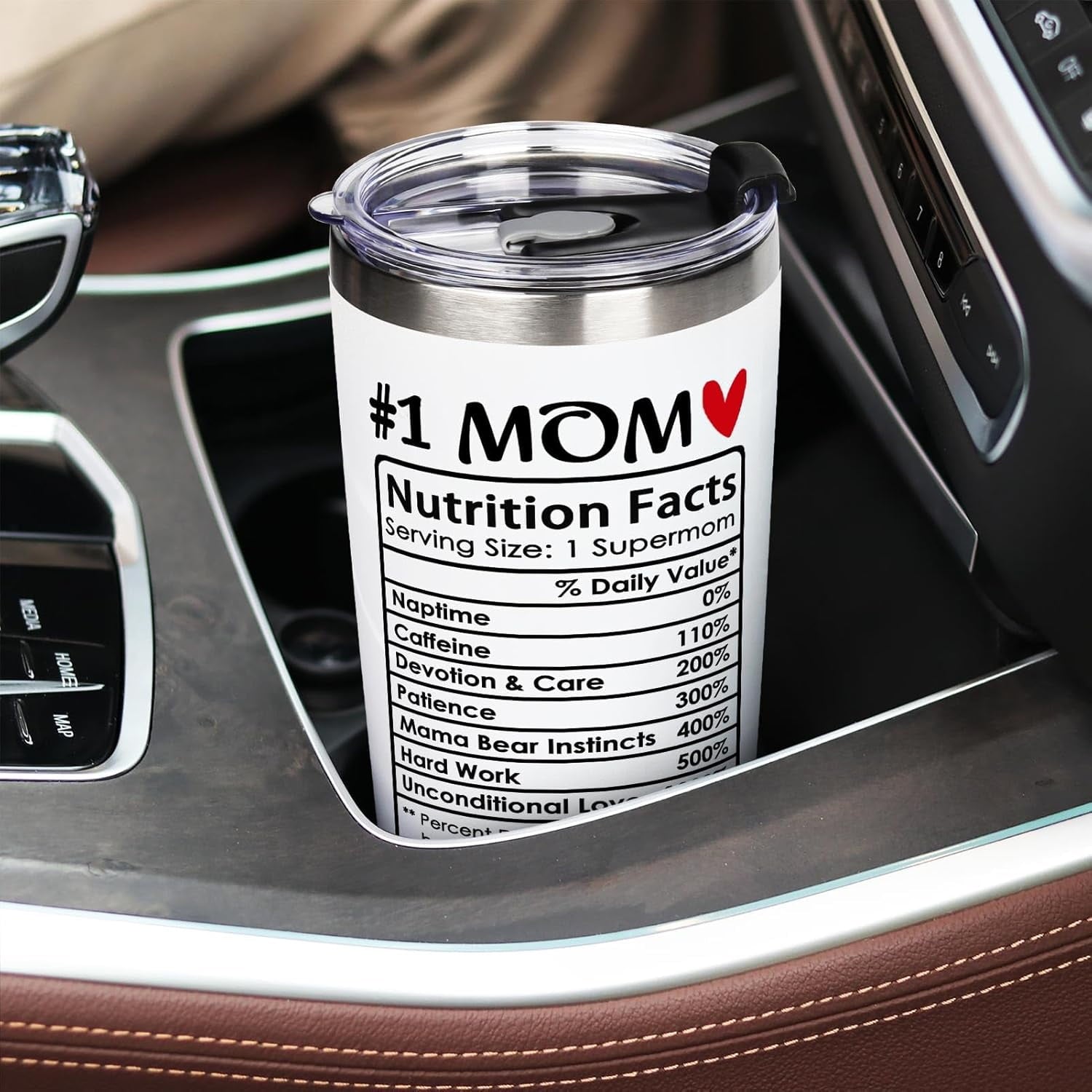 Mom Gifts Tumbler, Mothers Day Gifts for Moms from Daughter Son Husband - Best Mom Ever Birthday Gift for Mom Grandma, Number One Nutrition Facts Coffee Tumbler Cup 20oz