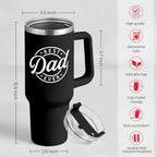 Best Dad Ever Tumbler with Handle 40oz Stainless Steel Insulated - Dad Gifts for Dad from Daughter Son - Coffee Tumbler for Dad Father''s Day Birthday Christmas Cup Gift Set with Lid & Straw
