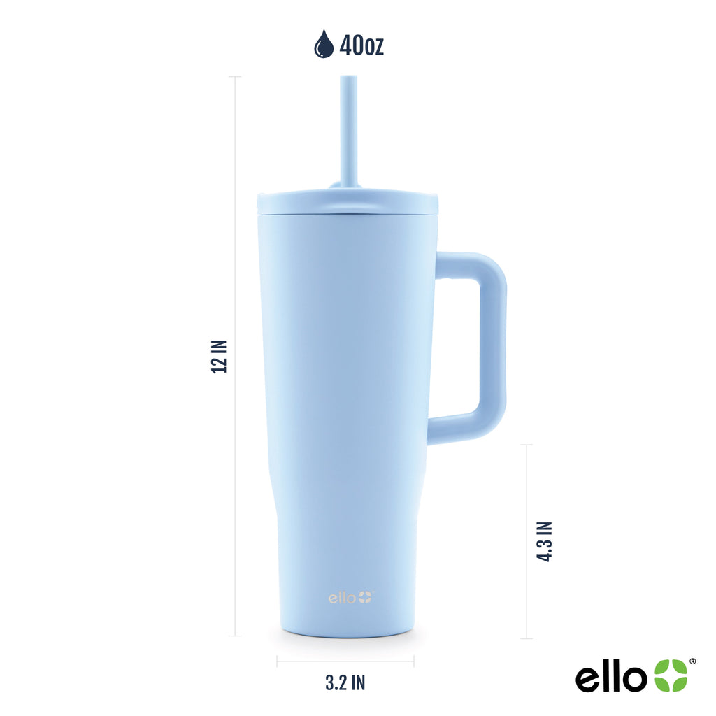 (2 pack) Ello Ultra Clean 40 oz Stainless Steel Tumbler with Handle, Blue