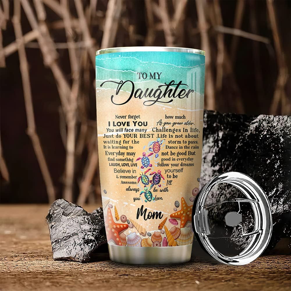 20oz Birthday Gifts for Women, Daughter Friend Gifts for Women Birthday Unique Inspirational Gifts Turtle To Daughter Tumbler Cup with Lid, Double Wall Vacuum Insulated Travel Coffee Mug