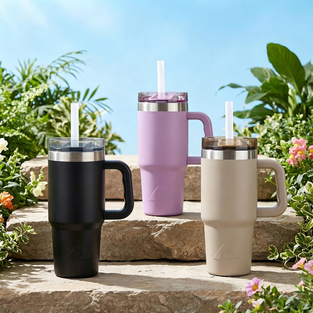 (6 pack) Ozark Trail 18 oz Stainless Steel Insulated Tumbler with Handle, Black