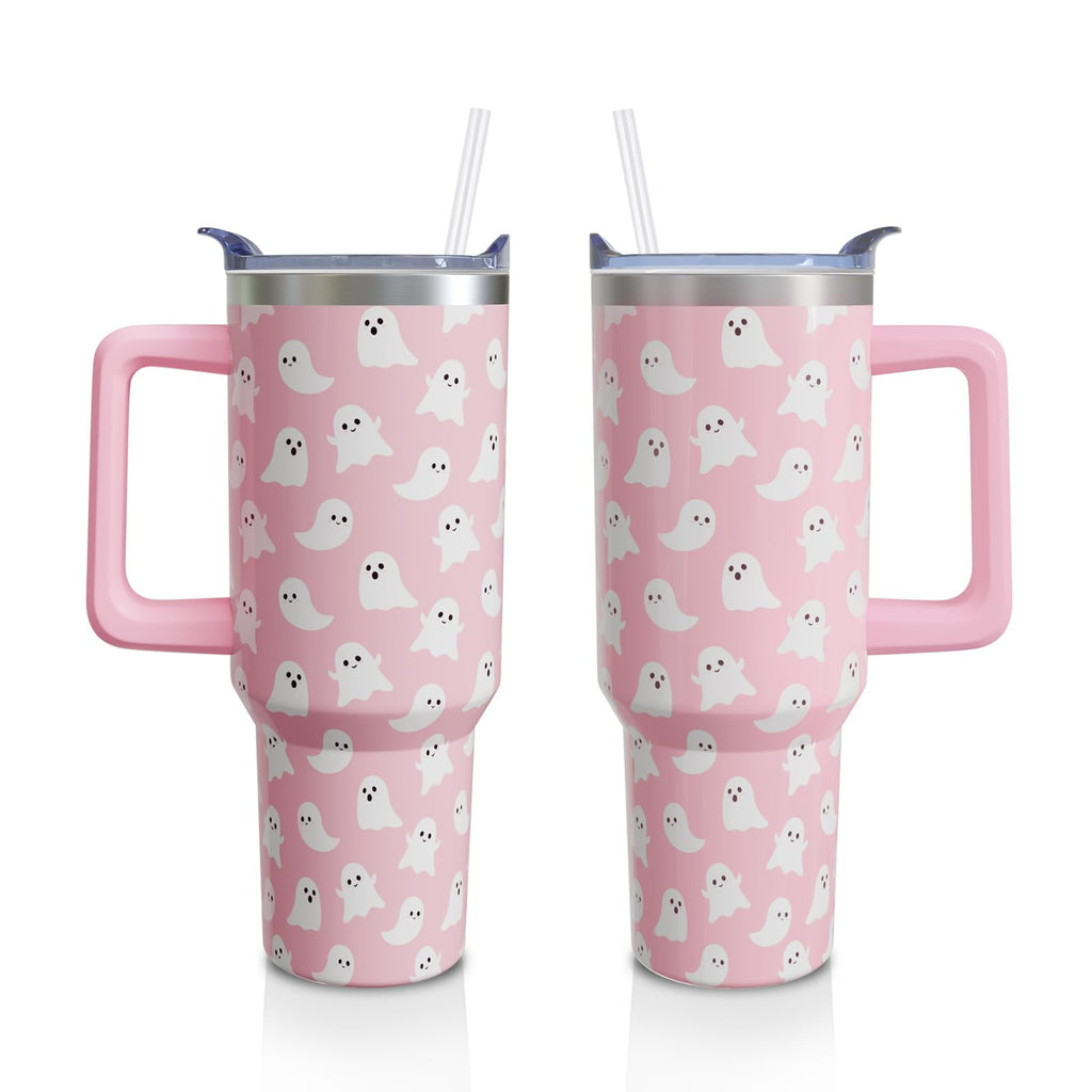 40 Oz Tumbler with Handle and Straw, Cute Stainless Steel Double Walled Vacuum Insulated Cup, Holiday Gifts for Women Girls
