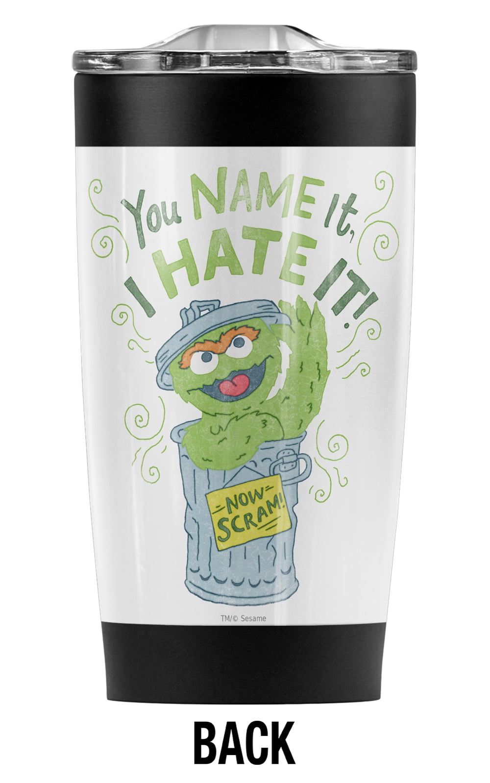 Sesame Street/Oscar The Grouch I Hate It Stainless Steel Tumbler 20 oz Coffee Travel Mug/Cup, Vacuum Insulated & Double Wall with Leakproof Sliding Lid | Great for Hot Drinks and Cold Beverages