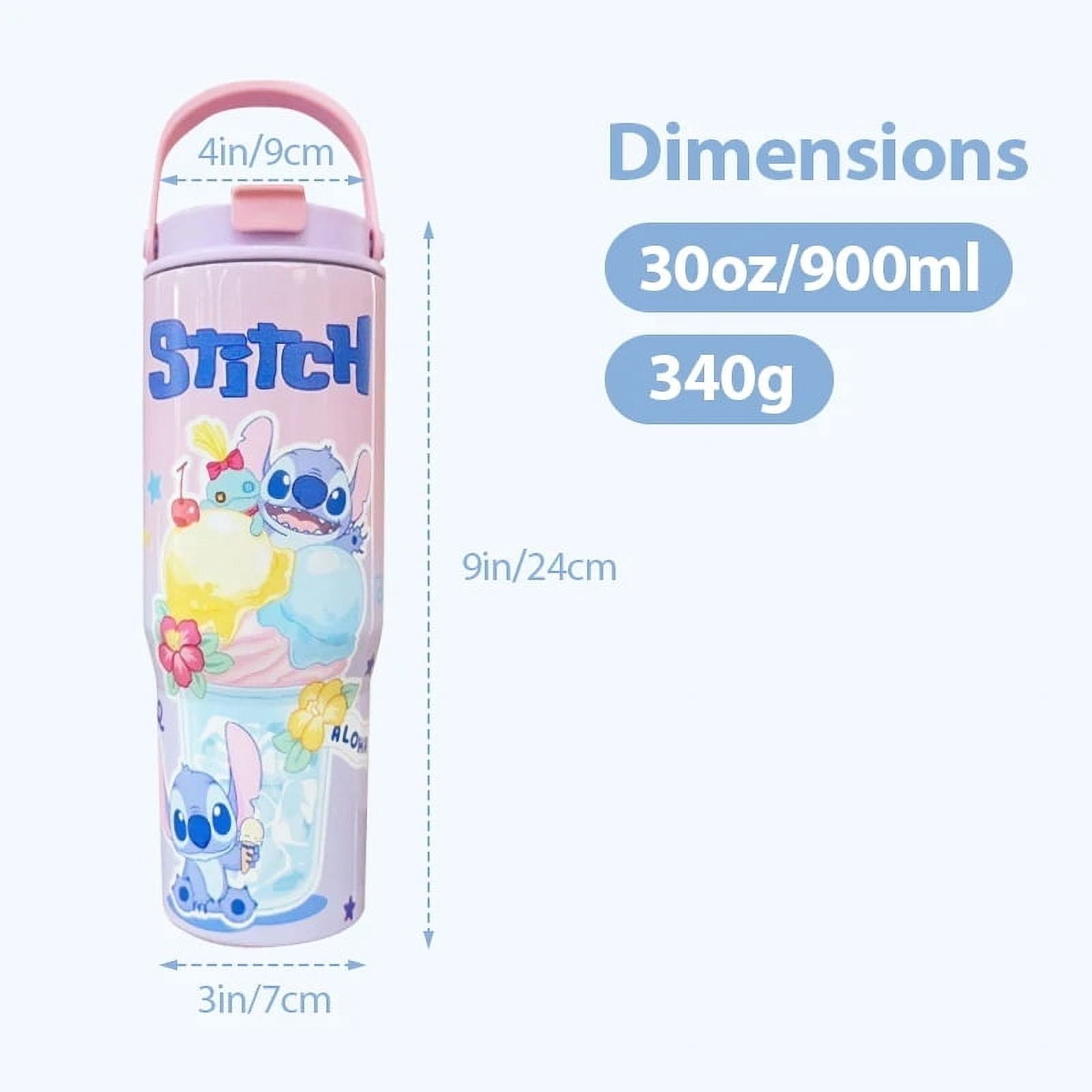 ZOOUSQII 30oz Cartoon Stitch Portable Thermos Cup - Stainless Steel Vacuum Insulated Thermal Mug, Coffee Tumbler for Sports, Outdoors, Car, or Office Use SDZ311-275