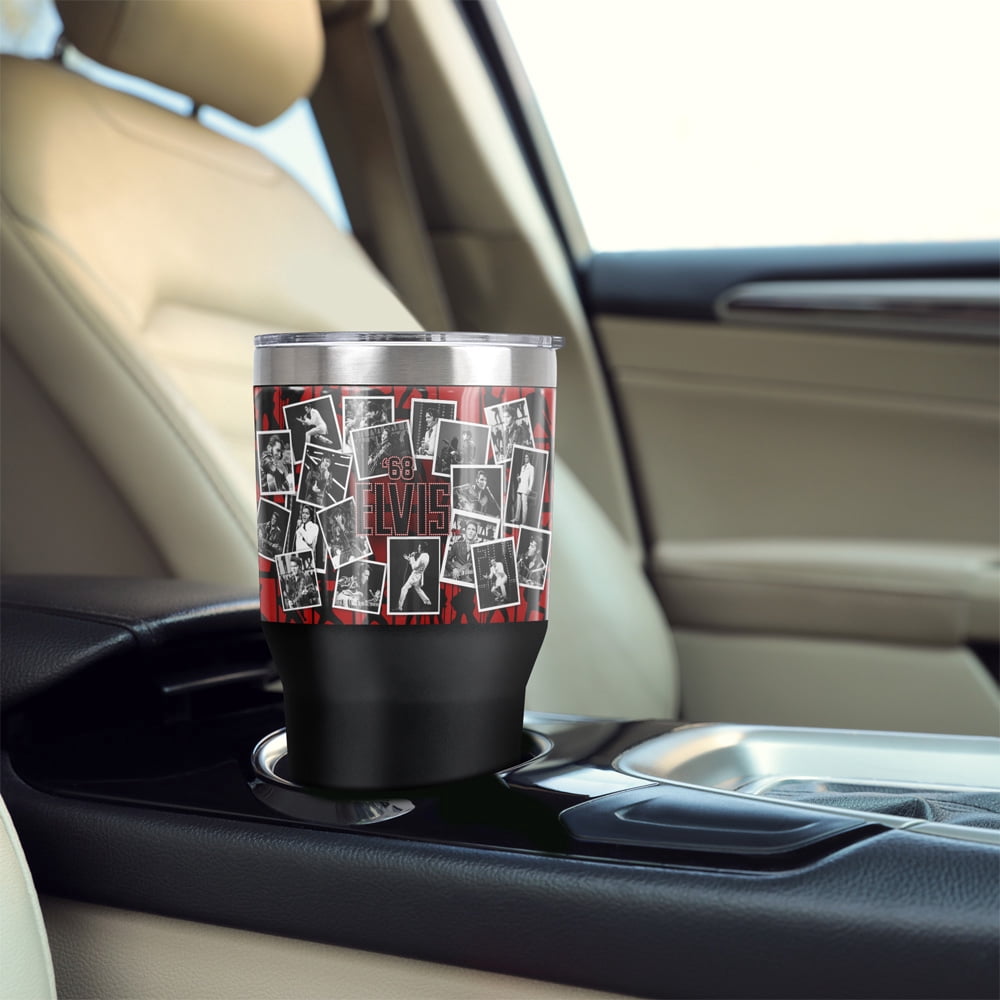 Elvis Official 68 Photos 30 oz Travel Tumbler, Stainless Steel, Vacuum Insulated with Leak Resistant Slide-Lock Lid