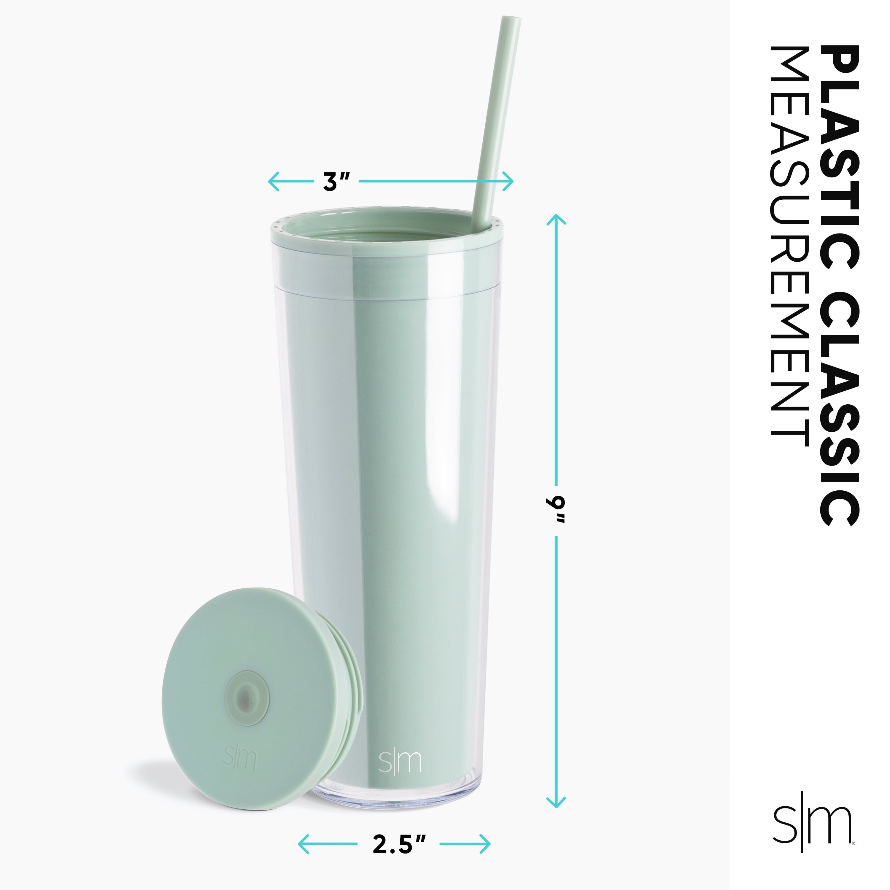 (3 pack) Simple Modern 24 fl oz Double Wall Plastic Classic Tumbler with Straw|Opalescent