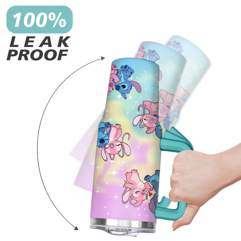 40oz Cartoon Movie Stainless Steel Tumbler with Lid and Straw,Spill Proof Cartoon Travel Cup for Cartoon Lovers Double Wall Vacuum Insulated Coffee Mug with Handle Greenish-blue