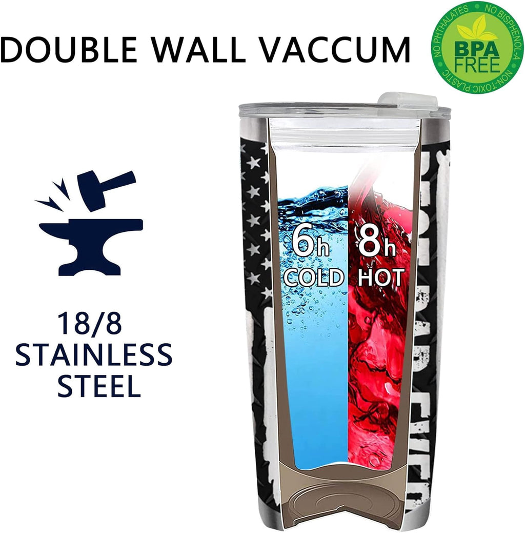 Best Dad Ever Insulated Vacuum Tumbler with Lid, Father''s Day Gifts for Dad Papa Grandpa, Mechanic Toolbox American Flag Funny Stainless Steel Double Wall Cup, 20 oz Travel Detachable Straw Mug