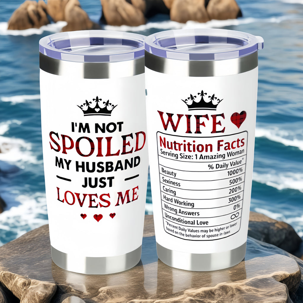 【Wife swig Tumbler】Gifts for Wife from Husband - Wedding Anniversary for Women, Birthday, Valentines, Mothers Day, Christmas Gifts for Wife - Romantic Love Cup for Her - 20 Oz White 2-sided Tumbler
