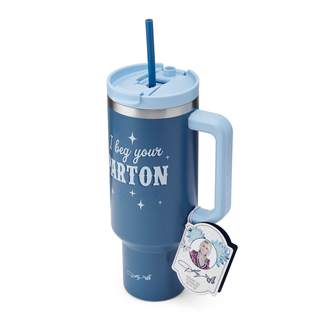 Dolly Parton 40 oz Stainless Steel Tumbler with Handle Blue