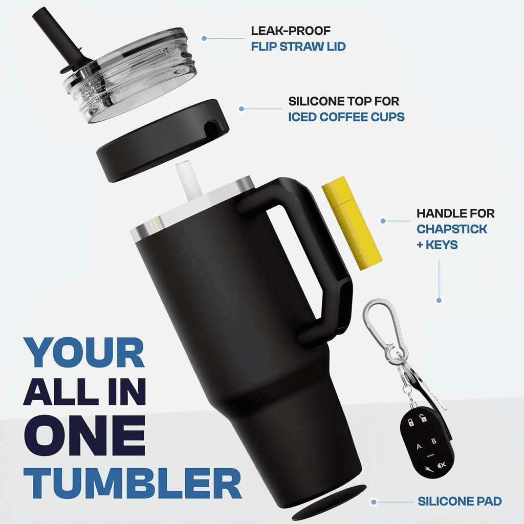 40 Ounce Stainless Steel Vacuum Insulated Tumbler with Lid and Straw, White