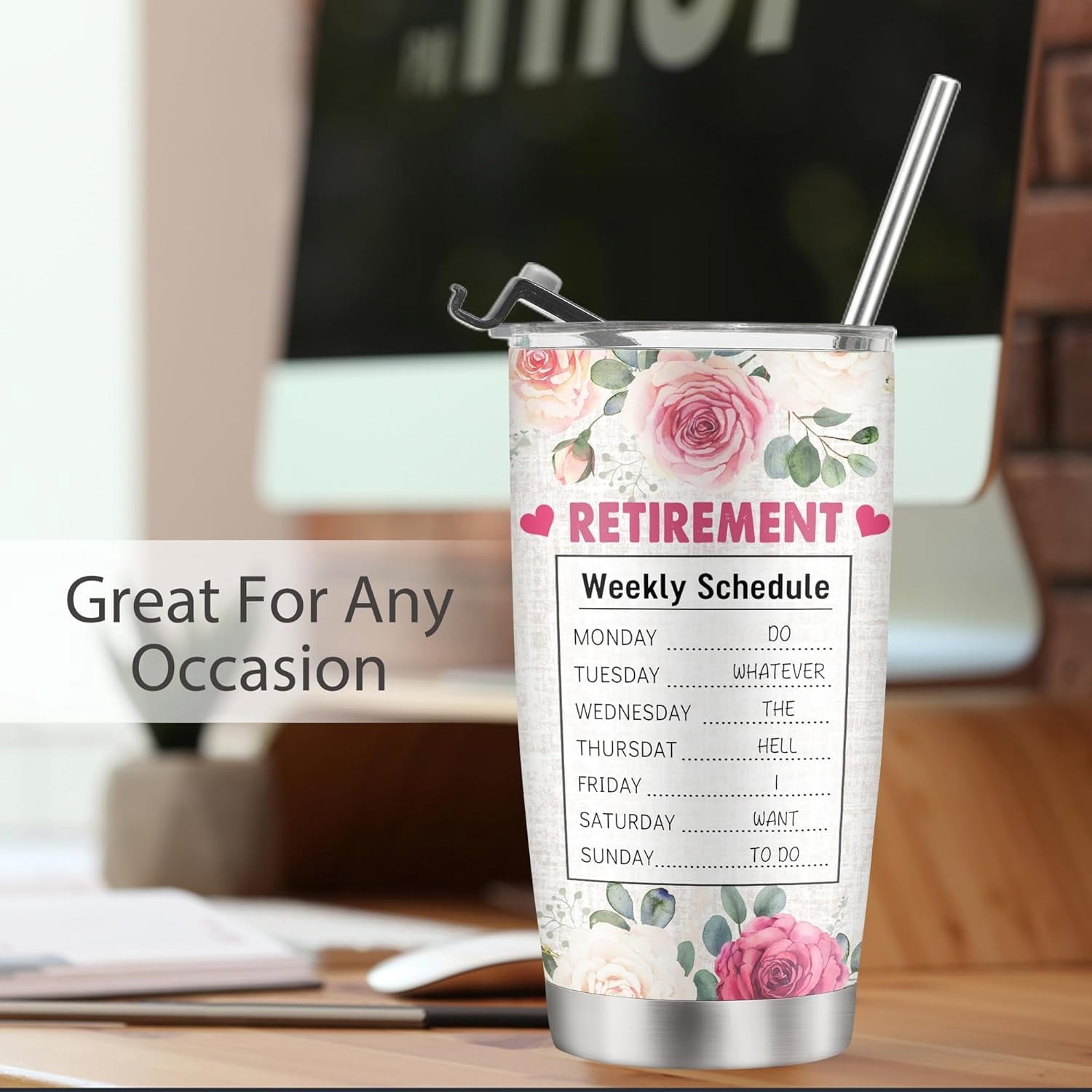 Retirement Gifts for Women 2023, Stainless Steel Retirement Tumbler 20oz, Happy Retirement Gifts, Retired Gifts Ideas for Women Coworker Teachers Nurse, Retirement Party Decoration