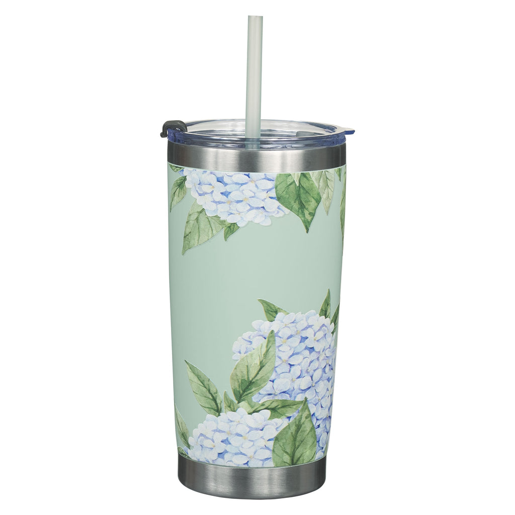 Thank You For Helping Me Grow Inspirational Travel Tumbler Mug for Teachers, Mentors, Mint/Cream, 18oz Double Wall Vacuum Insulated Stainless Steel, With Love