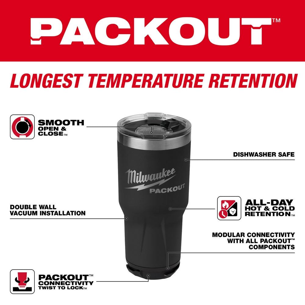 Milwaukee Tumbler 30 oz Black Stainless Steel Tumbler