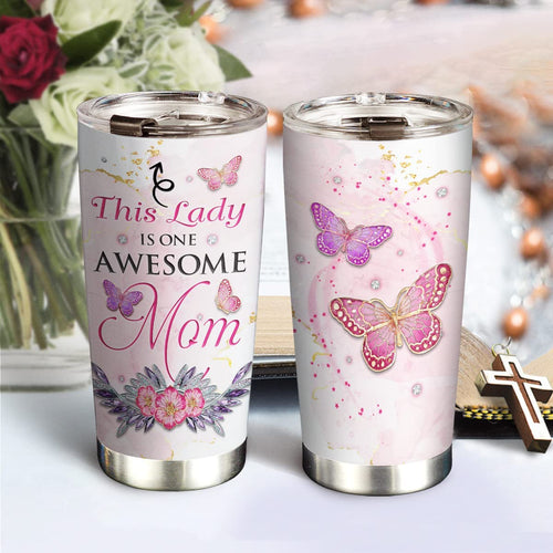 20oz Pink Jewelry Butterfly Gifts for Women, Wife, Mom, Daughter, Valentines Day Gifts for Her, Coffee Thermos Gifts, Cute Gifts, Awesome Mom Tumbler Cup, Insulated Travel Coffee Mug with Lid