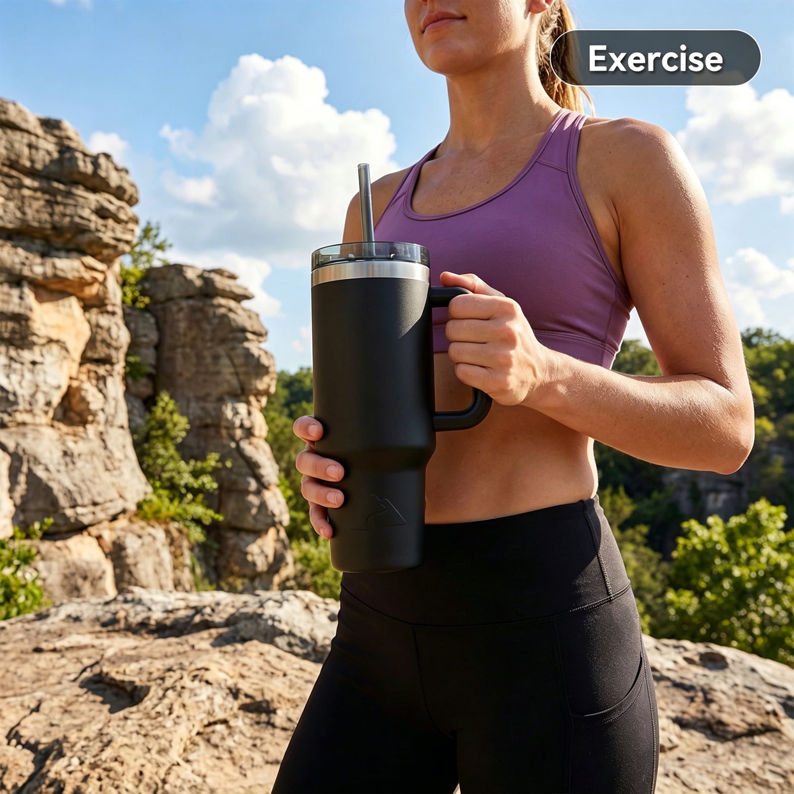 (6 pack) Ozark Trail 40 oz Stainless Steel Insulated Tumbler with Handle, Black