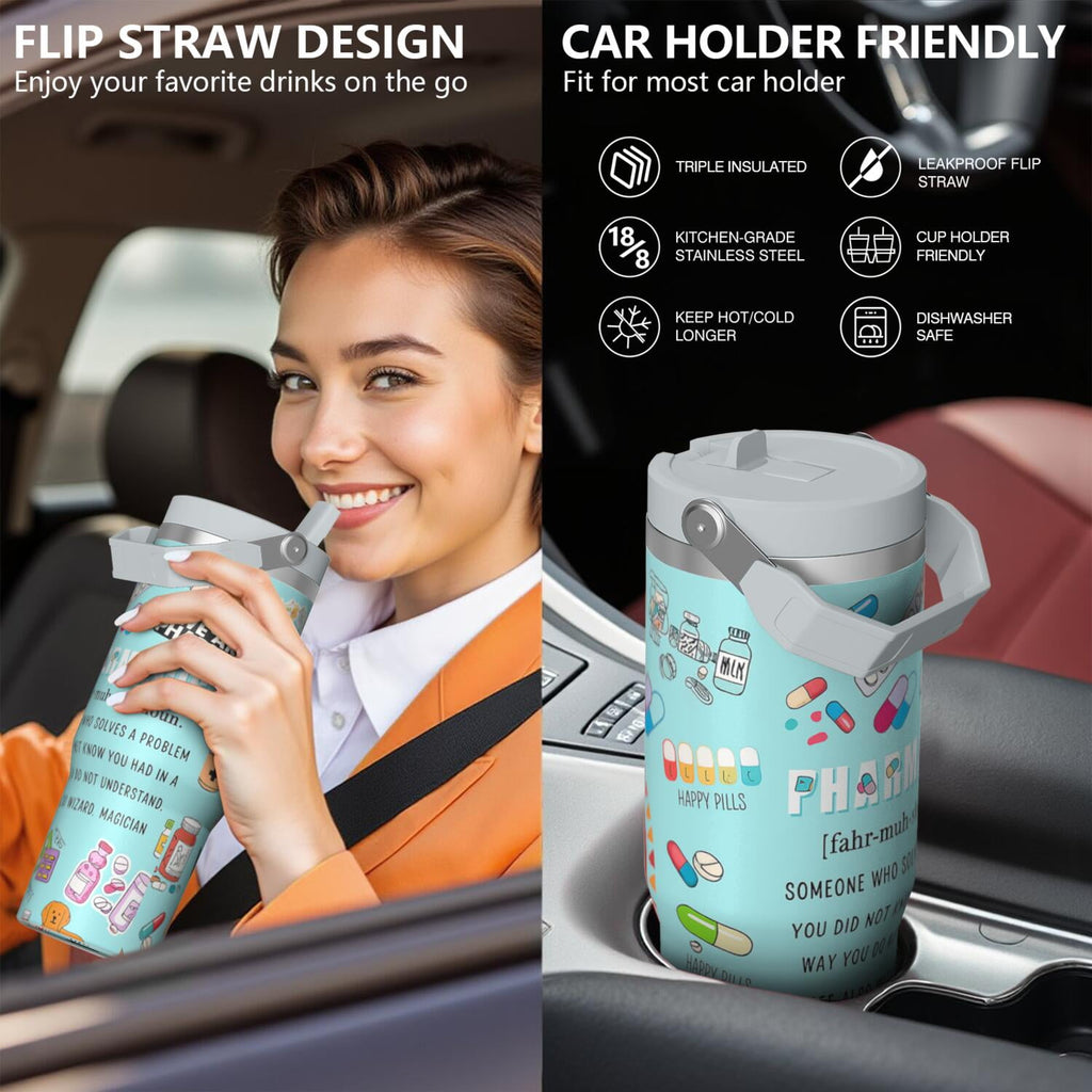 1pc pharmacist 30oz Tumbler with Straw & Handle - Insulated Stainless Steel Cup | Holiday Gift for Man Women (Christmas, Valentine's, Birthday)