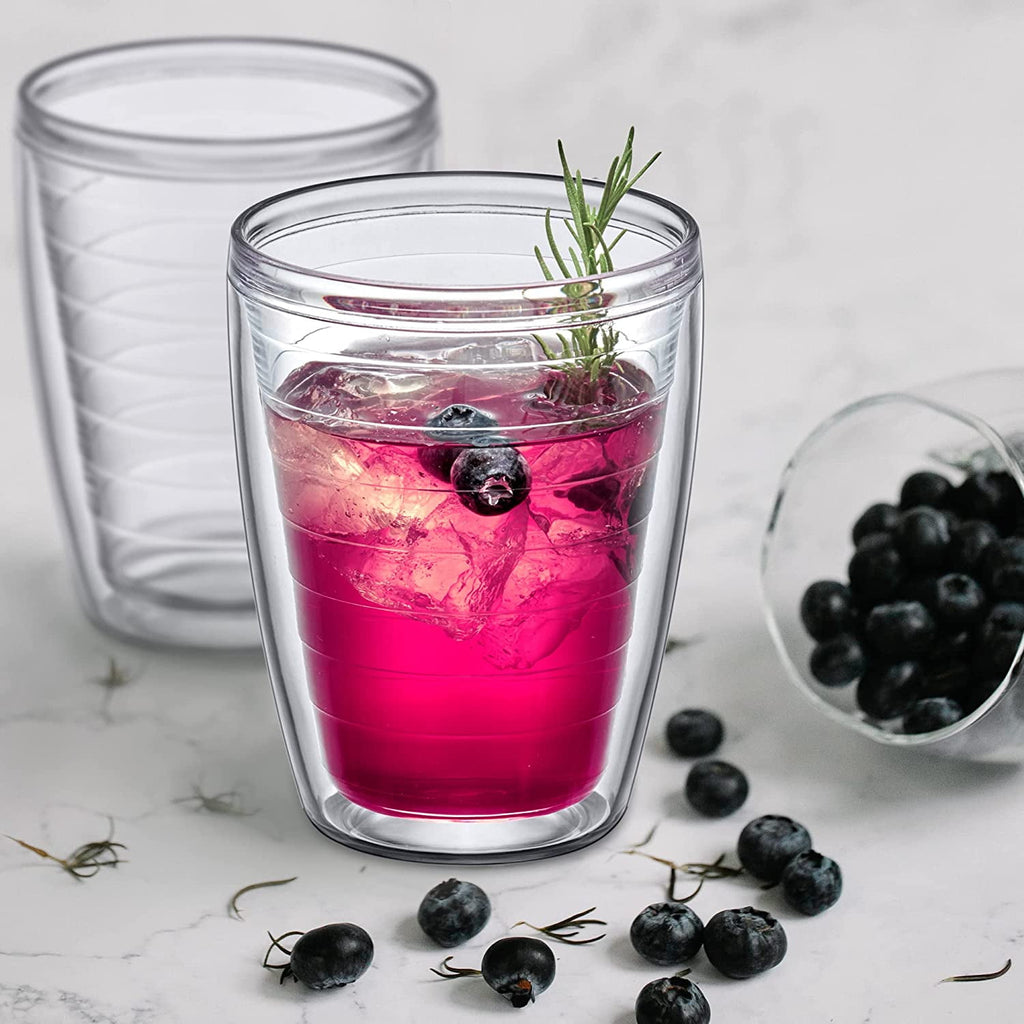Alaska 16-Ounce Insulated Tumblers (Set of 4) Double-Wall All-Clear Reusable BPA-Free Shatter-Proof Dishwasher-Safe Plastic Drinking Glasses